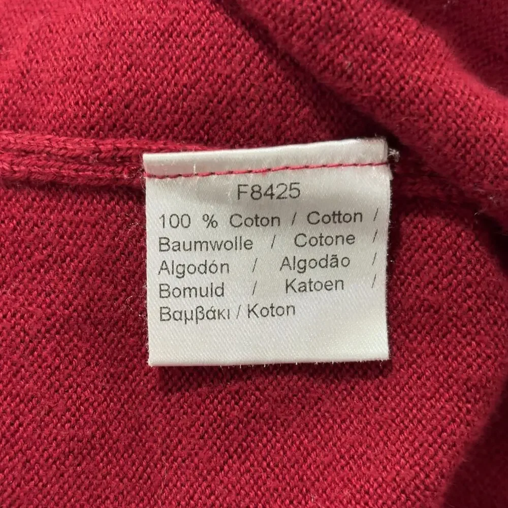 Lacoste Men's Size L (6) Red V-Neck Pullover Sweater 100% Cotton France